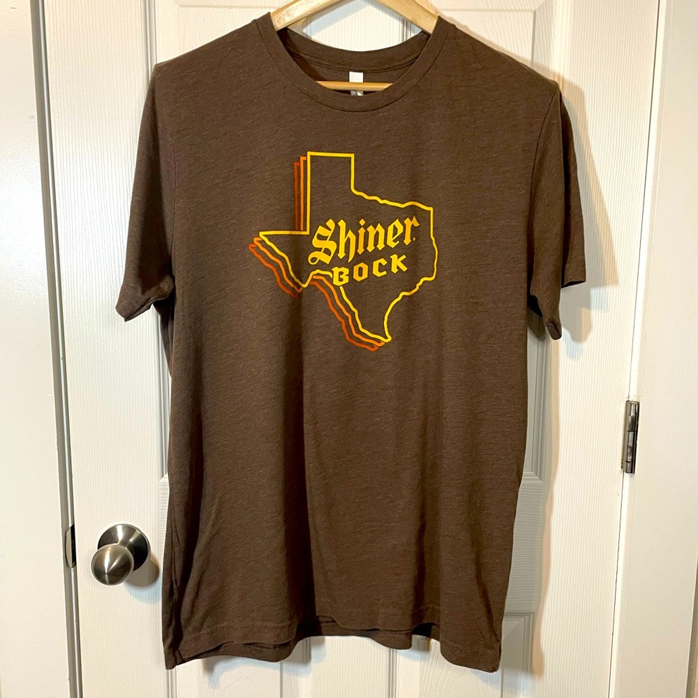 Bella Canvas heather brown Shiner Bock Beers retro Texas graphic tee sz XL